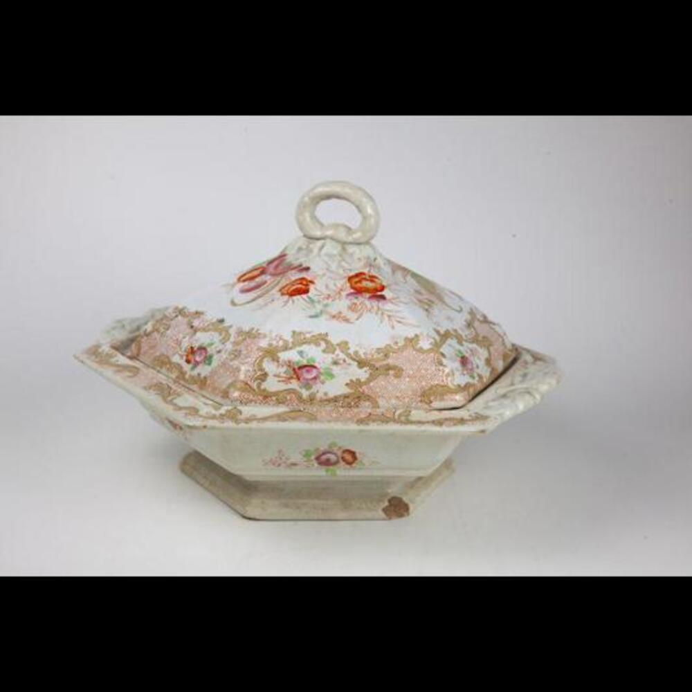 Antique 19th Century Floral Porcelain French Mark Tureen